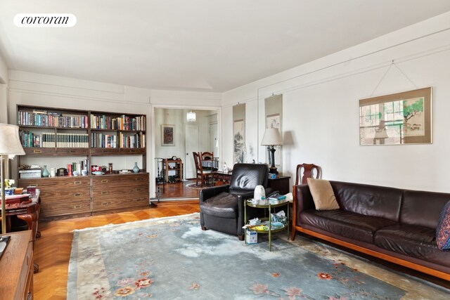 living room featuring visible vents