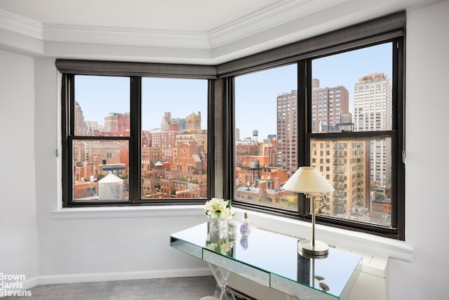 interior space with crown molding and plenty of natural light