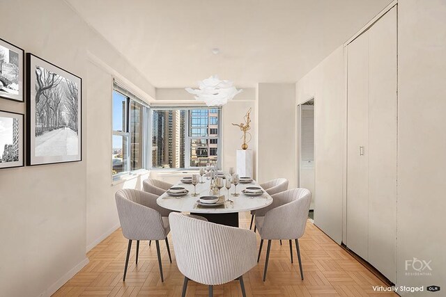 dining space featuring baseboards