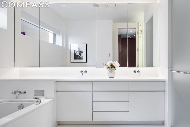 bathroom featuring vanity and a bathing tub