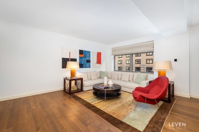 living room with hardwood / wood-style floors