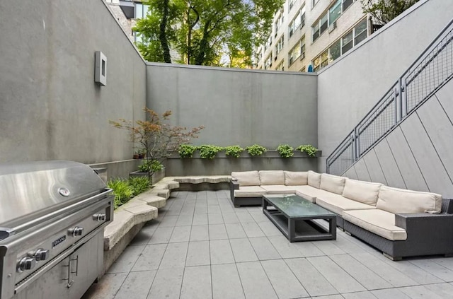 view of patio / terrace featuring a grill and outdoor lounge area