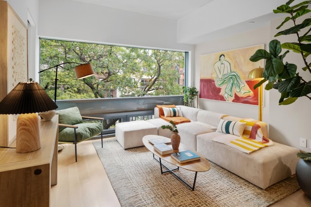 living area with light wood finished floors