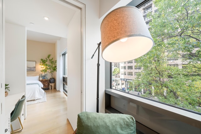 hall featuring plenty of natural light and wood finished floors