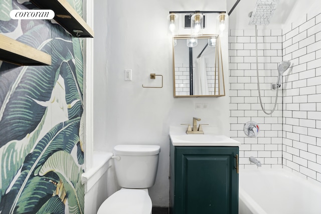 857 9th Ave Unit 3C, New York City, NY 10019 - bathroom with vanity, shower / bath combination with curtain, and toilet