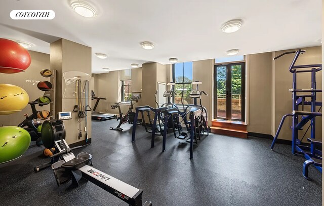 1 Hanson Pl Unit 9B, New York City, NY 11217 - gym featuring plenty of natural light and baseboards