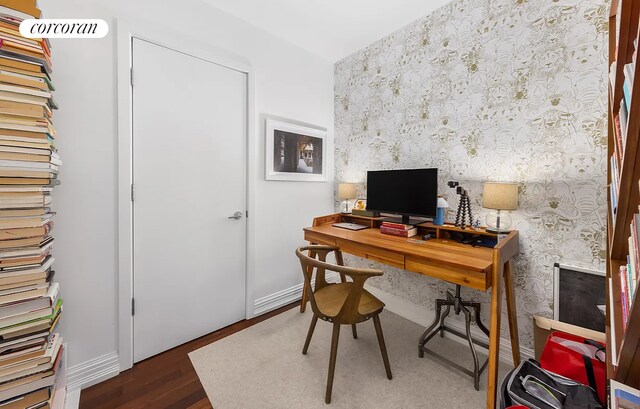 1 Hanson Pl Unit 9B, New York City, NY 11217 - office space featuring wallpapered walls, wood finished floors, and baseboards