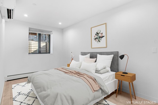 bedroom with recessed lighting and baseboards