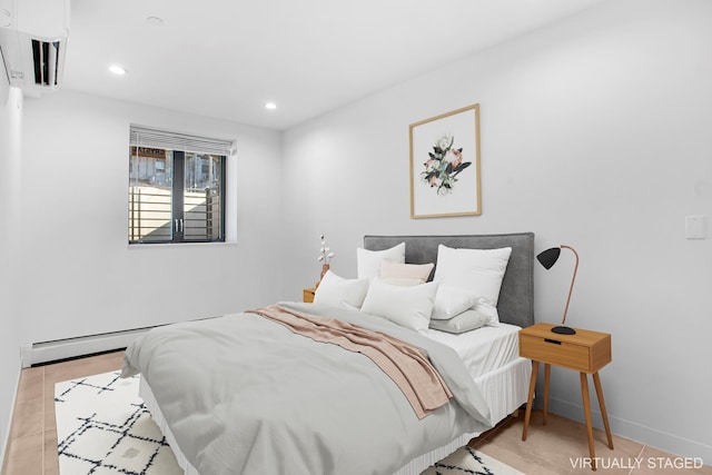 1433 E 52nd St Unit 1A, New York City, NY 11234 - bedroom featuring an AC wall unit and recessed lighting