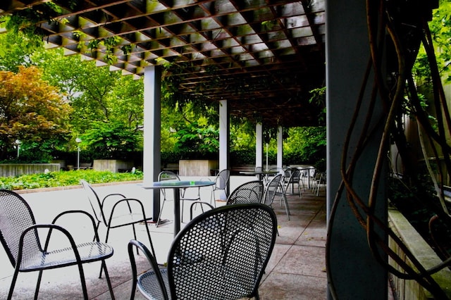 view of patio / terrace with outdoor dining space and a pergola