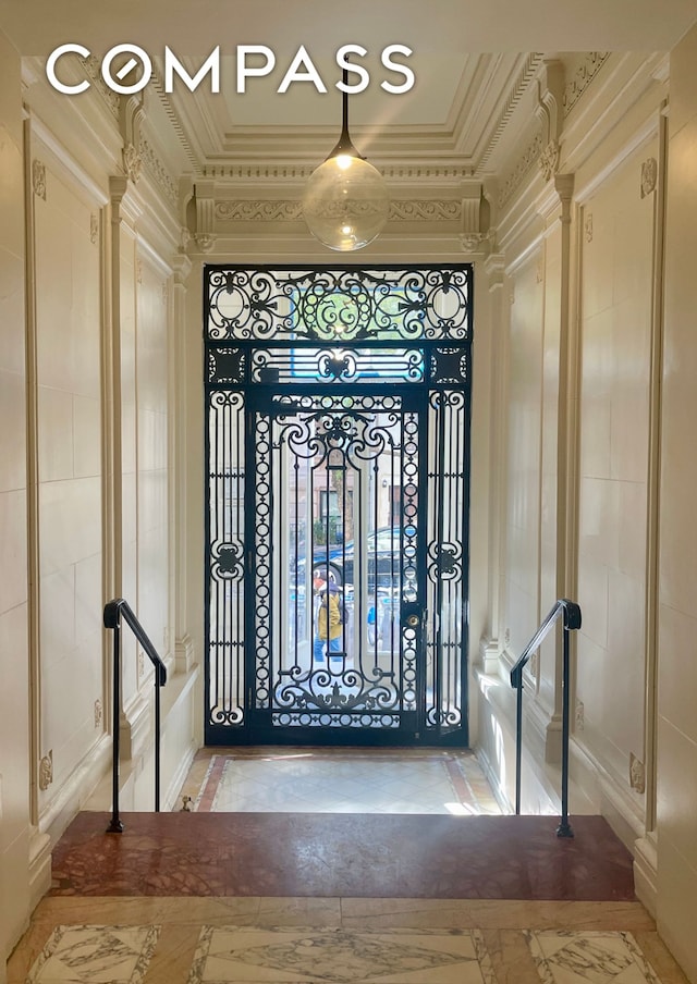 entryway with ornamental molding