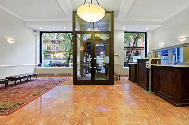 reception area with french doors