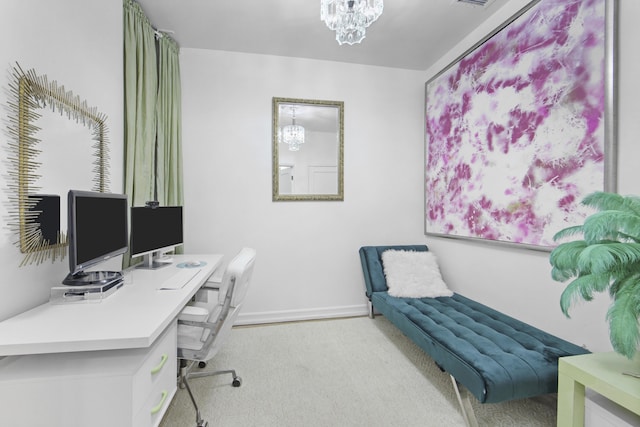 237 E 88th St Unit 101, New York City, NY 10128 - carpeted office with a chandelier and baseboards