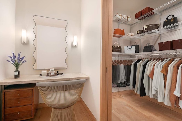 bathroom with wood-type flooring