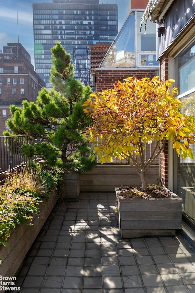 balcony with a view of city