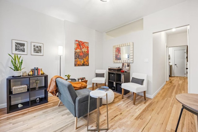 living area with light wood-type flooring