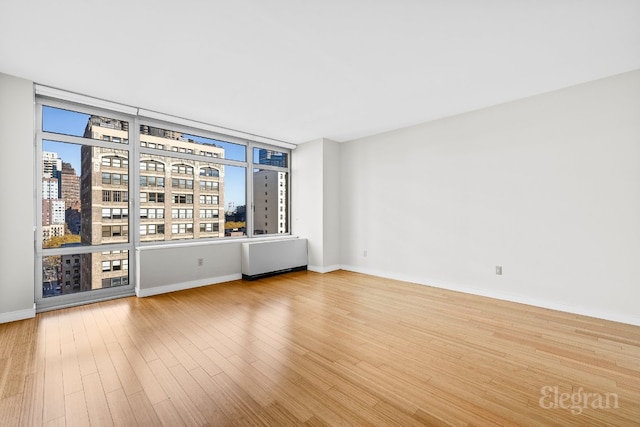 spare room featuring light hardwood / wood-style floors