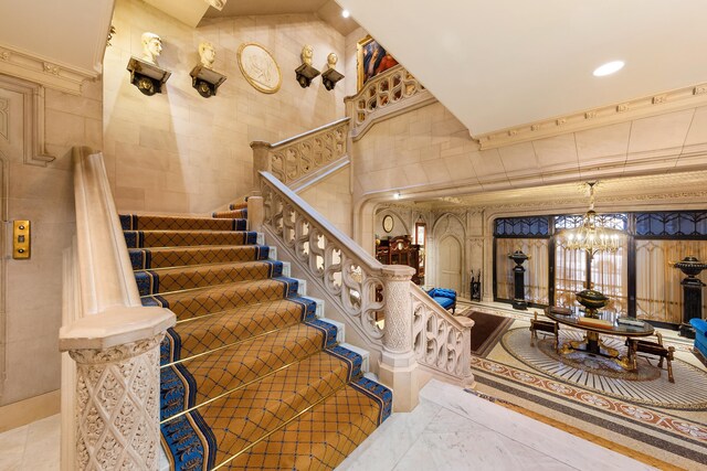 4 E 80th St, New York City, NY 10075 - staircase with a chandelier