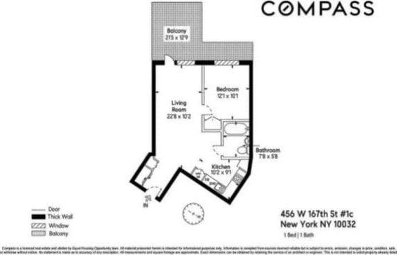 456 W 167th St Unit 1C, New York City NY, 10032, 1 bedrooms, 1 bath condo for sale