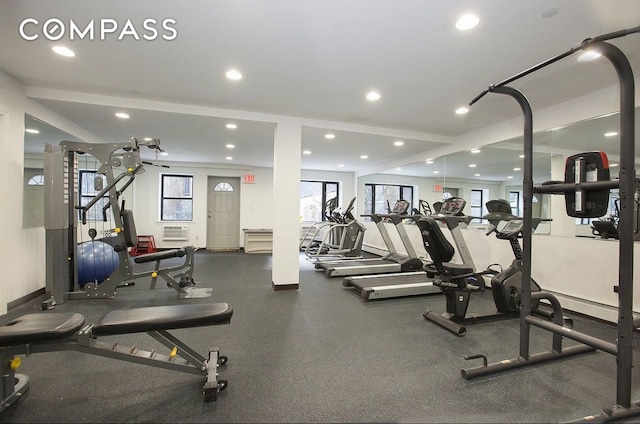 456 W 167th St Unit 1C, New York City, NY 10032 - workout area featuring plenty of natural light and recessed lighting