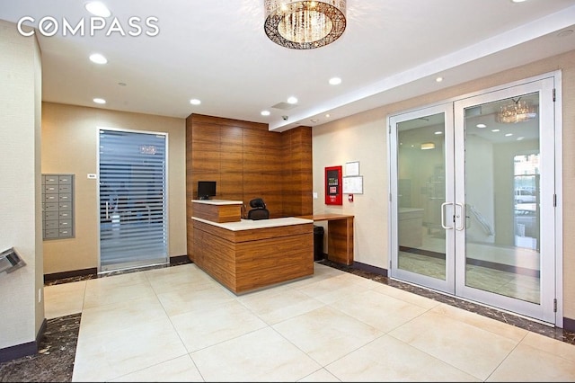 456 W 167th St Unit 1C, New York City, NY 10032 - reception area with recessed lighting, a chandelier, and a surveillance system
