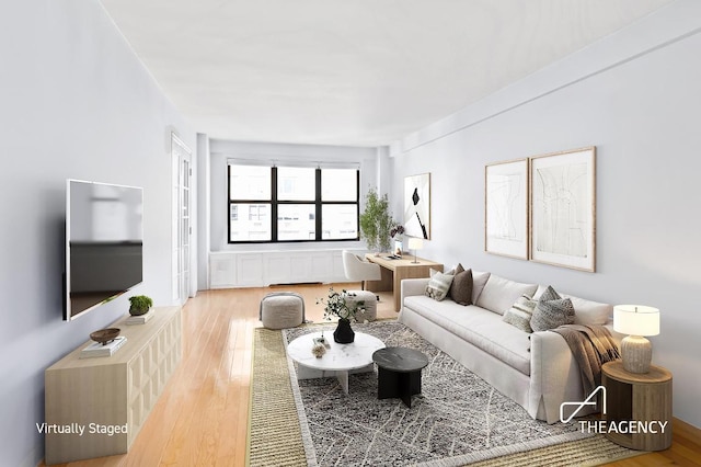 living room with light wood-type flooring