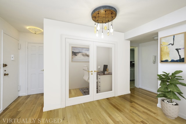 interior space with light hardwood / wood-style flooring