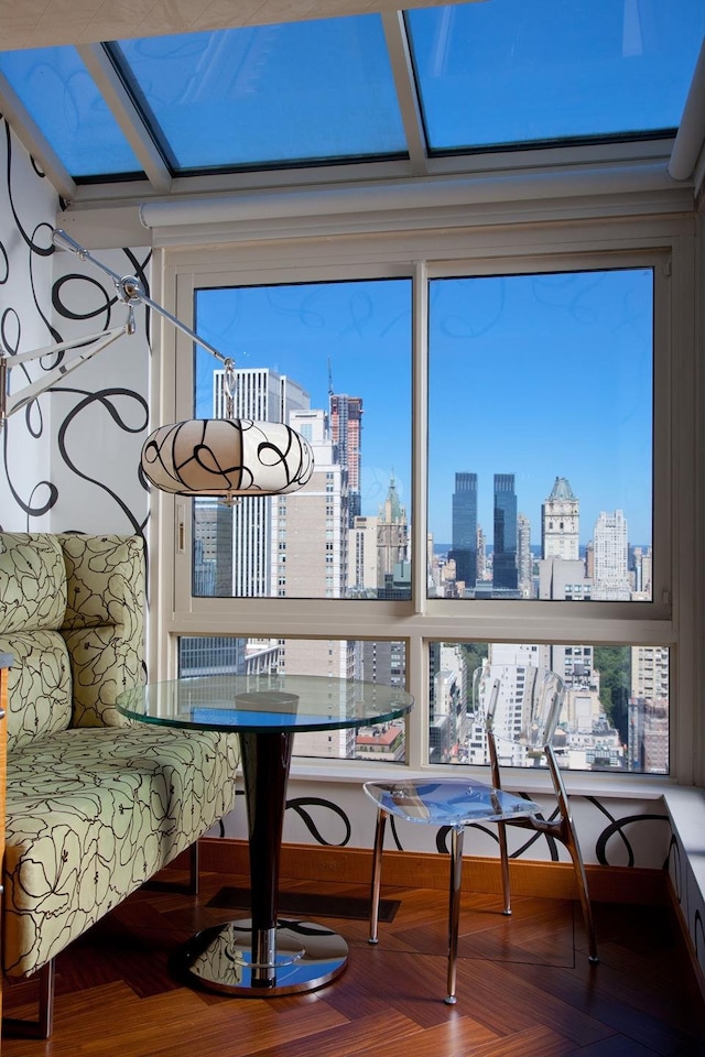 sunroom with a view of city