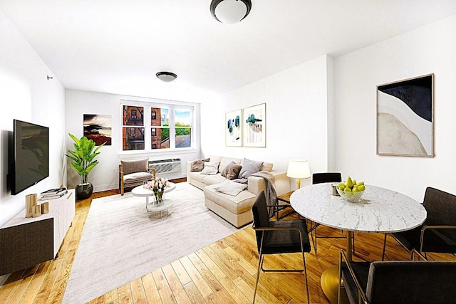 living room with light wood-type flooring