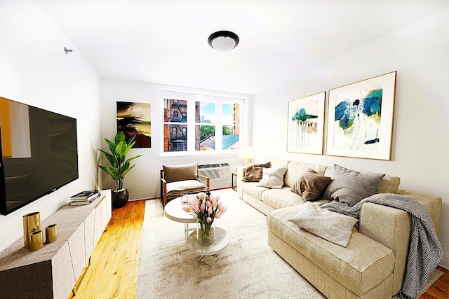 living room featuring light wood-type flooring