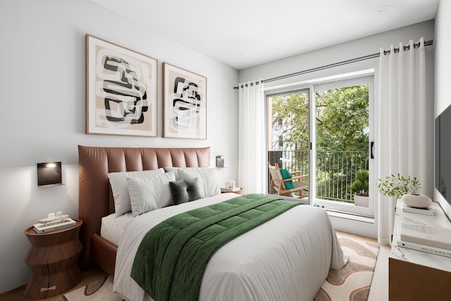 bedroom featuring multiple windows and access to outside