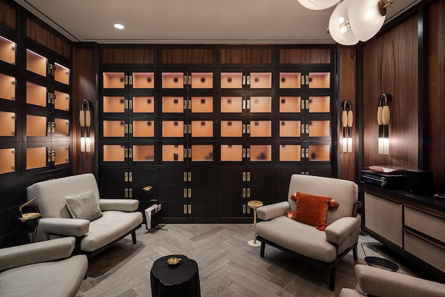 sitting room featuring recessed lighting