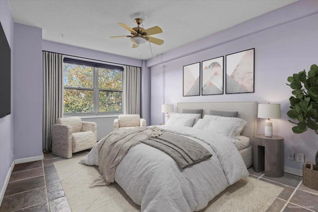 bedroom featuring ceiling fan