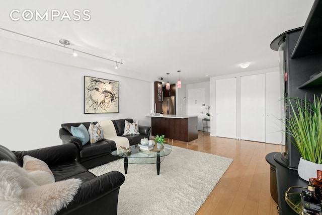 living room featuring light wood-style floors