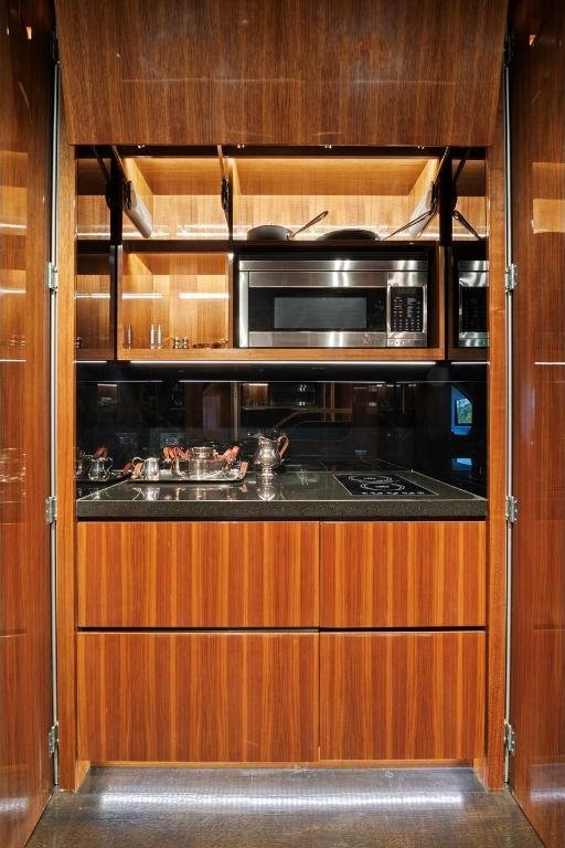 kitchen with stainless steel microwave