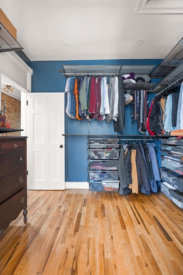 spacious closet featuring wood finished floors