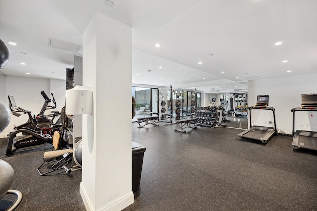 37-14 34th St Unit N-5E, New York City, NY 11101 - exercise room with recessed lighting