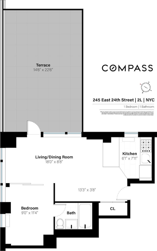 245 E 24th St Unit 2L, New York City, NY 10010 - view of room layout