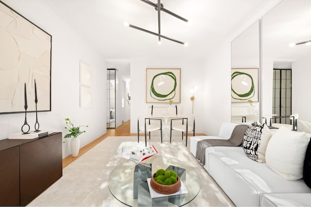 living area featuring light wood-style floors