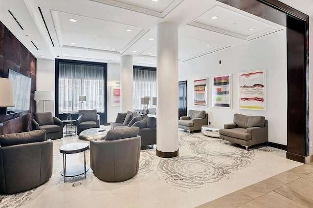 community lobby featuring recessed lighting