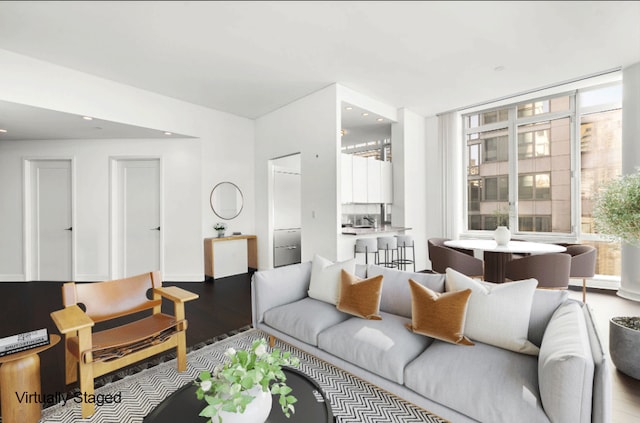 living room with hardwood / wood-style floors