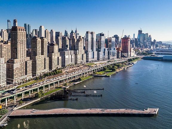 100 Riverside Blvd Unit 14N, New York City, NY 10069 - bird's eye view of a large body of water and city skyline
