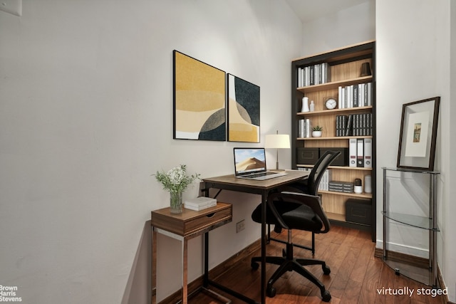 home office featuring hardwood / wood-style floors