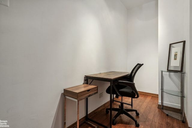 office space with hardwood / wood-style flooring