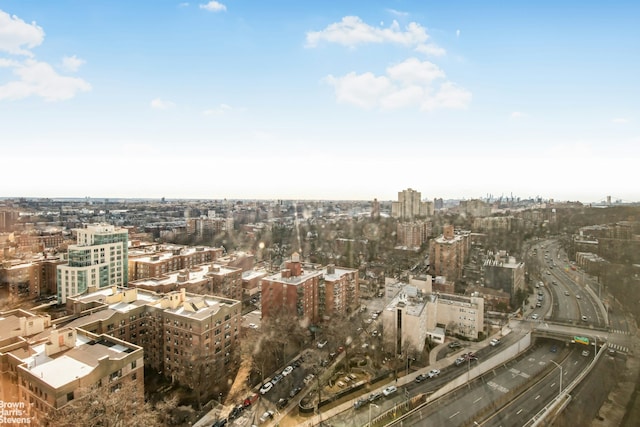 drone / aerial view with a view of city