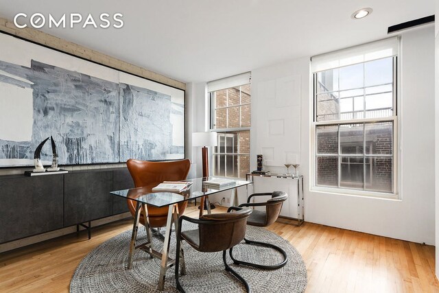 interior space featuring a healthy amount of sunlight and light hardwood / wood-style flooring