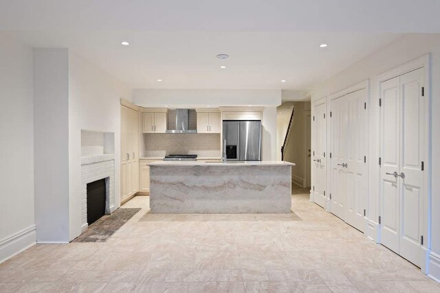 bathroom featuring vanity and plus walk in shower