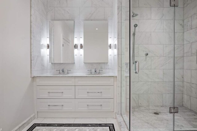 235 E 31st St, New York City, NY 10016 - full bathroom with a stall shower and double vanity