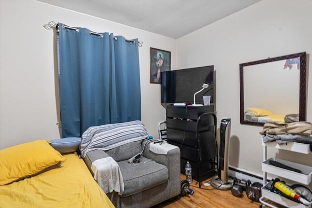 bedroom with hardwood / wood-style floors