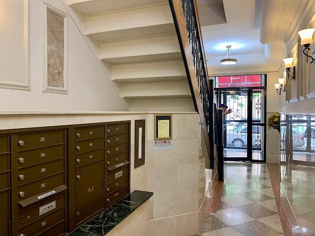 community lobby with stairs